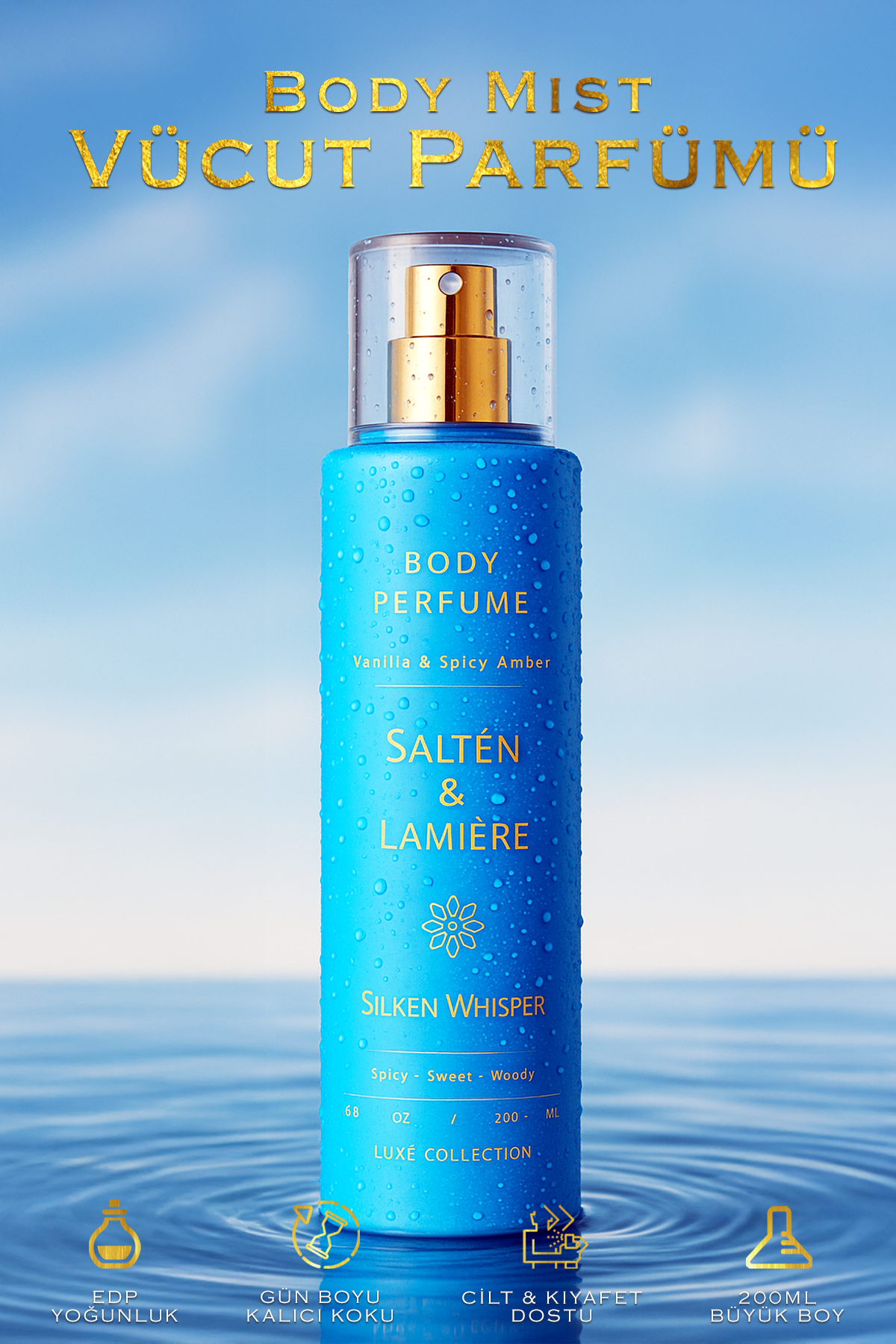 Vanilyalı ve Amber Kokulu Kalıcı Kadın Secret Vücut Parfümü