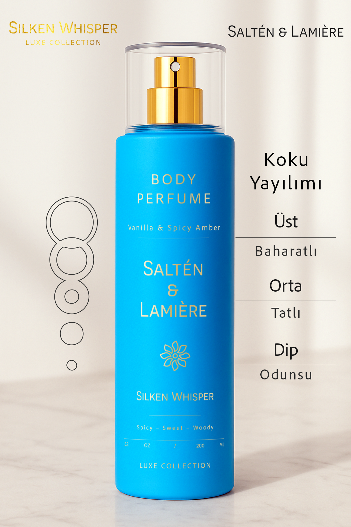 Vanilyalı ve Amber Kokulu Kalıcı Kadın Secret Vücut Parfümü - Görsel 5