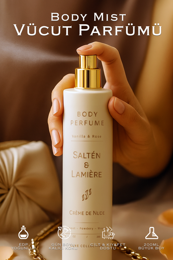 creme1 Vanilyalı ve Gül Kokulu Kalıcı Kadın Secret Vücut Parfümü