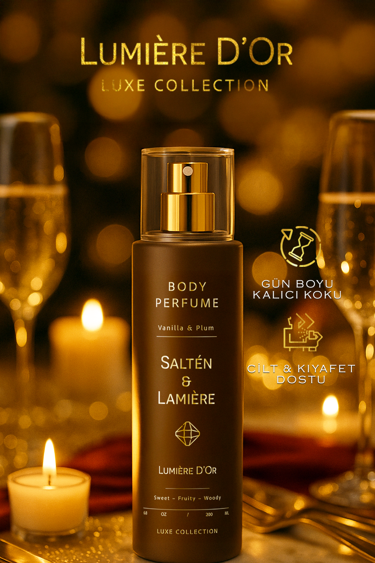 Vanilyalı ve Erik Kokulu Kalıcı Kadın Secret Vücut Parfümü - Görsel 4